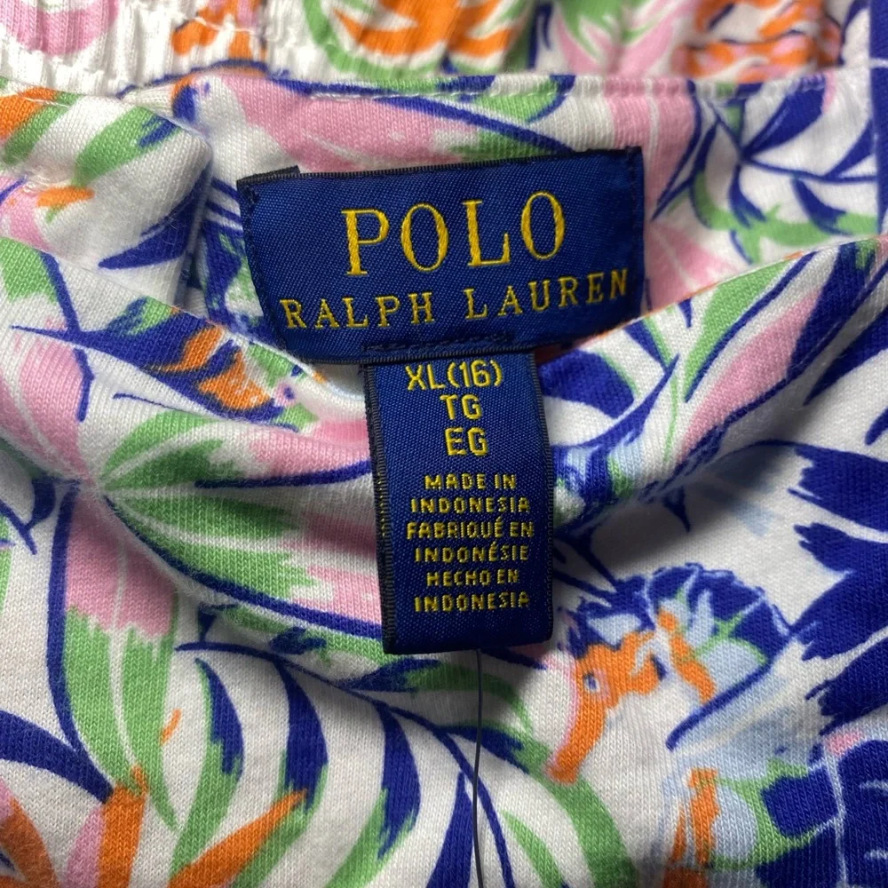 NWT Polo Ralph Lauren Girls Tropical Print Ruffled‎ Romper Multi-Color Summer